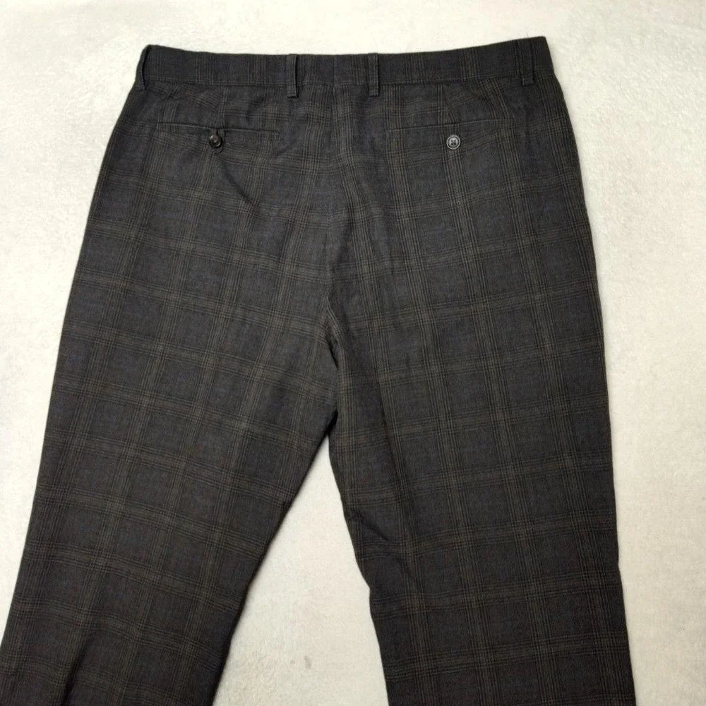 Banana Republic Pants Mens 36x30 Brown Glen Plaid Slim Tailored Dress Flat Front
